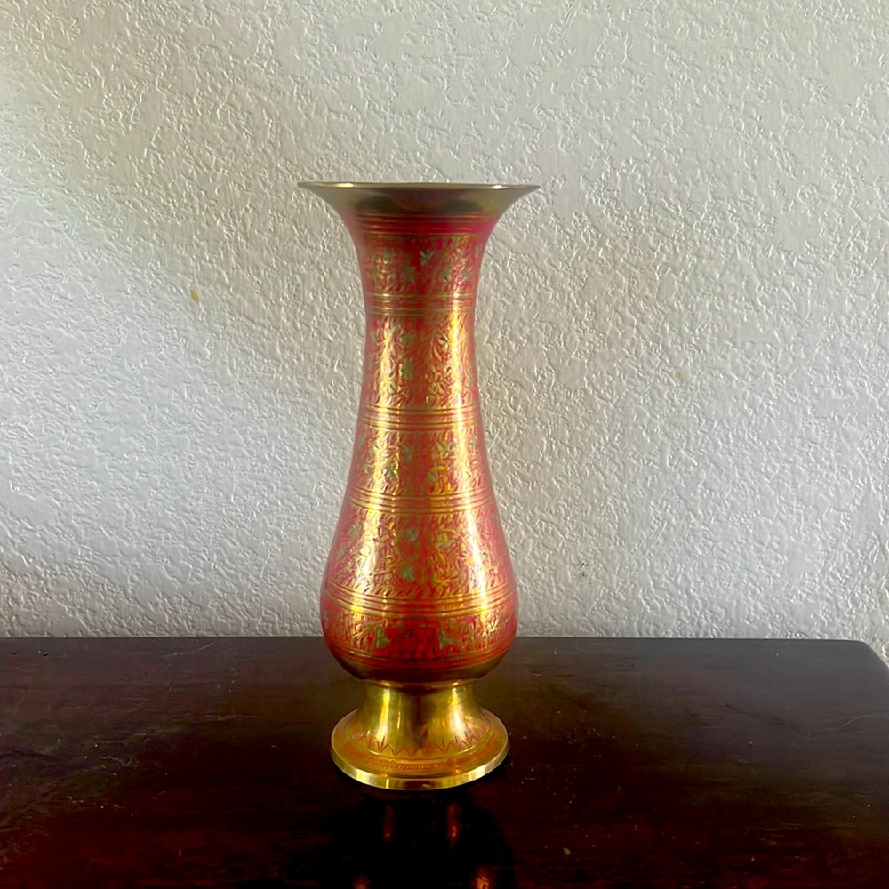 Etched Indian brass, EUC